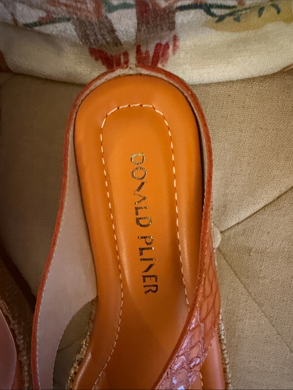 Donald J. Pliner Orange Leather Platform Thong Sandals - Picture 2 of 7